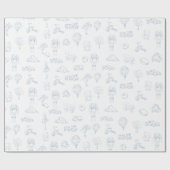 Papier Cadeau Baby shower pour garçons Toile de Jouy (Plat)