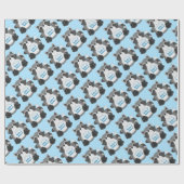 Papier Cadeau Baby shower Raccoon bleu (Plat)