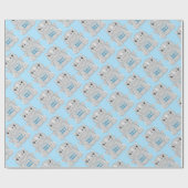 Papier Cadeau Baby shower Rhino bleu (Plat)