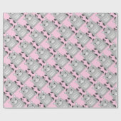 Papier Cadeau Baby shower rose âne (Plat)