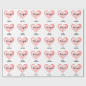 Papier Cadeau Baby shower rose blanc Coeur de ballon (Plat)