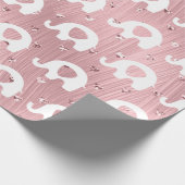 Papier Cadeau Baby shower rose blanc Eléphant Princesse Fille (Coin)