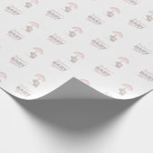 Papier Cadeau Baby shower rose éléphant bébé (Coin)