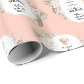 Papier Cadeau Baby shower rose simple mais mignon (Coin rond)