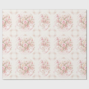 Papier Cadeau Baby Shower Roses Roses en satin Ruban Biberon