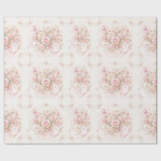 Papier Cadeau Baby Shower Roses Roses en satin Ruban Biberon