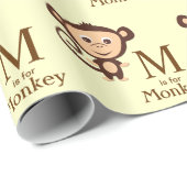 Papier Cadeau Baby-Shower Singe (Coin rond)