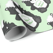 Papier Cadeau Baby shower Skunk Green (Coin rond)