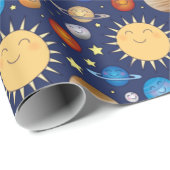Papier Cadeau Baby shower spatial Galaxy Étoiles Universelles (Coin rond)
