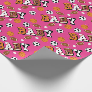 Papier Cadeau Baby shower sportif rose