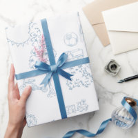 Baby Shower Thème Nurserie Toile de Jouy Bleue 