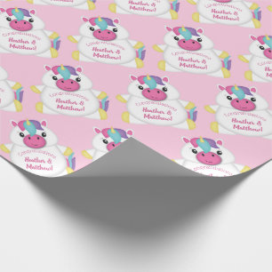 Papier Cadeau Baby shower Unicorne rose