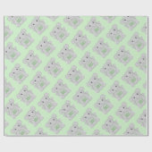Papier Cadeau Baby shower vert éléphant (Plat)
