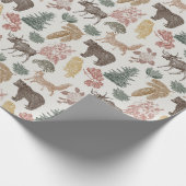 Papier Cadeau Baby shower vintage d'animaux de bois (Coin)