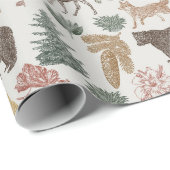 Papier Cadeau Baby shower vintage d'animaux de bois (Coin rond)