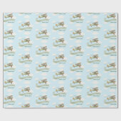 Papier Cadeau Baby shower Vintage de l'avion (Plat)