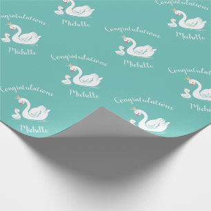 Papier Cadeau Baby shower Vintage Swan