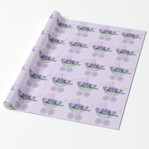 Papier Cadeau Baby shower violet