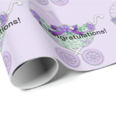 Papier Cadeau Baby shower violet (Coin rond)