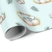 Papier Cadeau Baby Shower Wrapping Paper Baby Dinosaur Pattern (Coin rond)