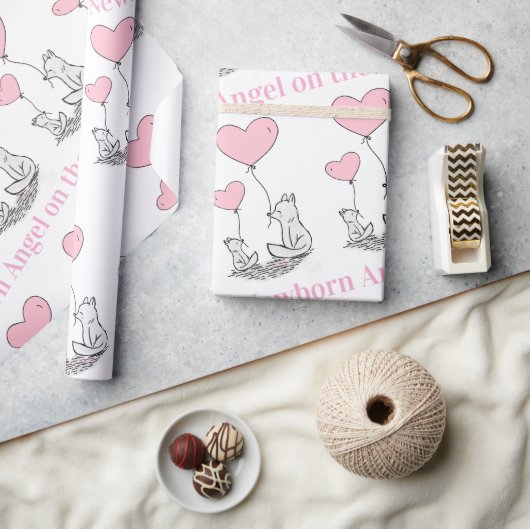 Papier Cadeau Baby Shower Wrapping Paper Foxy Pink  Hearts (Artisanat)