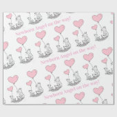 Papier Cadeau Baby Shower Wrapping Paper Foxy Pink  Hearts (Plat)