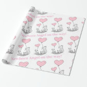 Papier Cadeau Baby Shower Wrapping Paper Foxy Pink  Hearts (Déroulé)