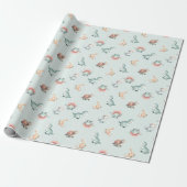 Papier Cadeau Baby Shower Wrapping Paper Mixed Dinosaur Pattern (Déroulé)