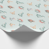 Papier Cadeau Baby Shower Wrapping Paper Mixed Dinosaur Pattern (Coin)