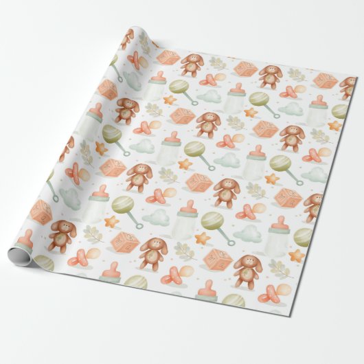 Papier Cadeau Baby themed wrapping paper (Déroulé)