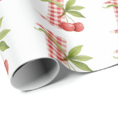 Papier Cadeau Baby's Cherry First Red Gingham Birthday (Coin rond)