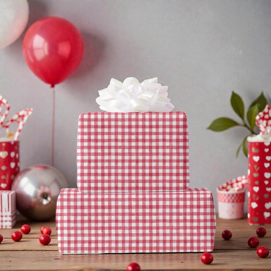 Papier Cadeau Baby's Cherry First Red Gingham Birthday