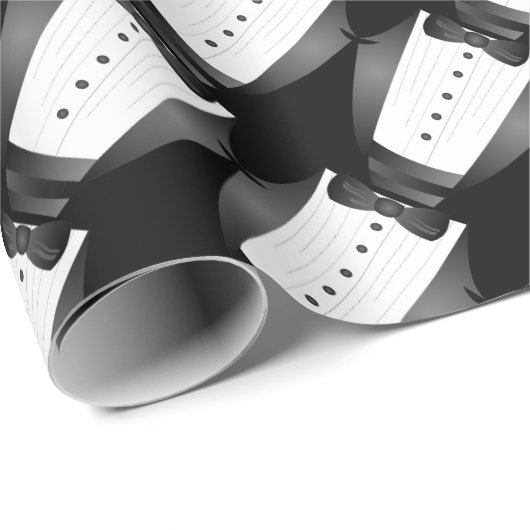 Papier Cadeau Bachelor Party Groomsman Team Groom black tuxedo (Coin rond)