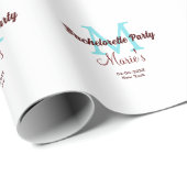 Papier Cadeau bachelorette parti monogramme ajouter nom date pla (Coin rond)
