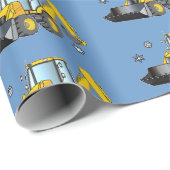 Papier Cadeau Backhoe dans la neige (Coin rond)