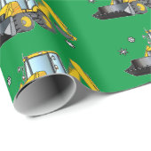 Papier Cadeau Backhoe dans le papier d'enveloppement de neige (Coin rond)