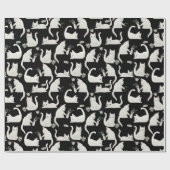 Papier Cadeau Bad Cats Knocking Stuff Over, White Cats on Black (Plat)