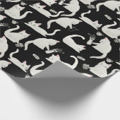 Papier Cadeau Bad Cats Knocking Stuff Over, White Cats on Black (Coin)