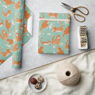 Papier Cadeau Bad Orange Tabby Chats Qui Frappe Des Choses