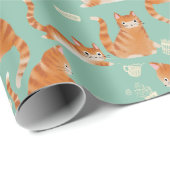 Papier Cadeau Bad Orange Tabby Chats Qui Frappe Des Choses (Coin rond)