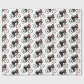 Papier Cadeau Badger de miel de Noël sur un vélo (Plat)