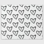 Papier Cadeau Bagues de coeurs romantiques motif noir Mariage de (Plat)