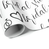 Papier Cadeau Bagues de coeurs romantiques motif noir Shower de  (Coin rond)