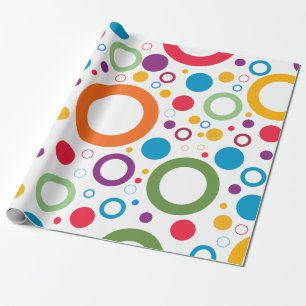 Papier Cadeau Bagues de Couleurs Vives 