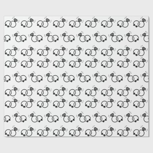 Papier Cadeau Bagues de mariage élégantes Noir et Blanc Sans cou (Plat)