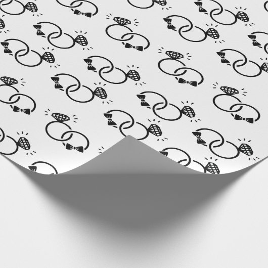 Papier Cadeau Bagues de mariage élégantes Noir et Blanc Sans cou (Coin)