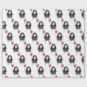 Papier Cadeau Baguette Avec Ballons D'Anniversaire Rouge (Plat)