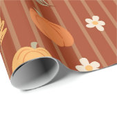 Papier Cadeau Baguette d'automne sans couture Citrouille et Feui (Coin rond)
