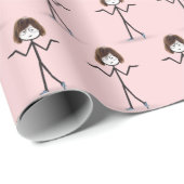 Papier Cadeau Baguette Figure Girl avec Baskets (Coin rond)