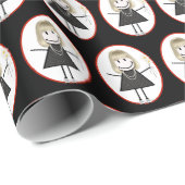 Papier Cadeau Baguette Figure Girl en Basket (Coin rond)